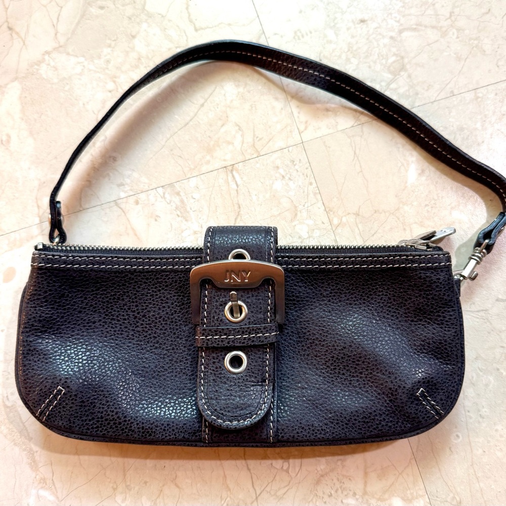 Chic Black Leather Wristlet